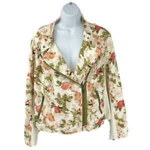Lane Bryant Floral Moto Jacket Size 20 Full Zip Pockets